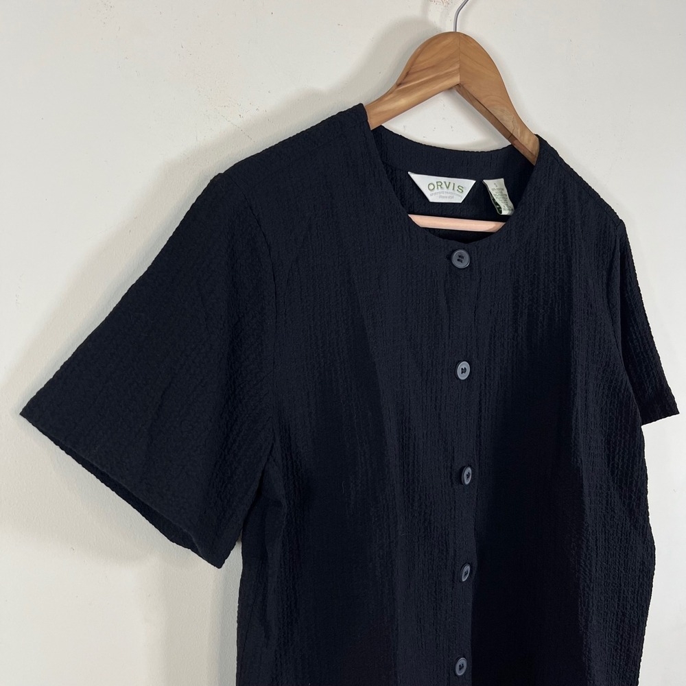 Orvis Crinkle Crepe Matching Two Piece Lounge Set Black Womens Small - Picture 3 of 9